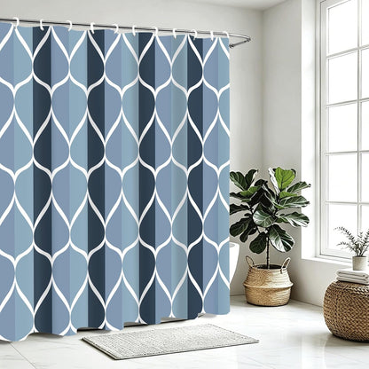 Aegean Blue Fabric Bath Shower Curtain W 54 X H 72,Waterproof Design and Polyester, Quick-Drying, Heavy Weight, Stall Size Shower Curtains Set for Bathroom,Machine Washable with 8 Hooks