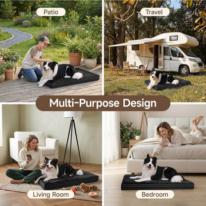Waterproof Dog Bed for Crate, Reversible Outdoor Dog Crate Bed, Kennel Beds Pet for Small Dogs, Waterproof, Wipeable, Anti-Slip, Washable, 23" X 17", Black