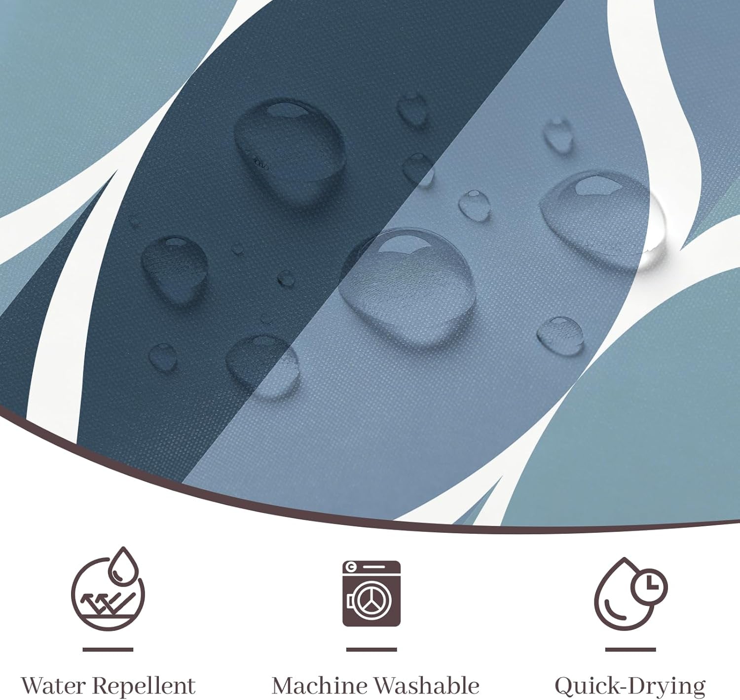 Aegean Blue Fabric Bath Shower Curtain W 54 X H 72,Waterproof Design and Polyester, Quick-Drying, Heavy Weight, Stall Size Shower Curtains Set for Bathroom,Machine Washable with 8 Hooks