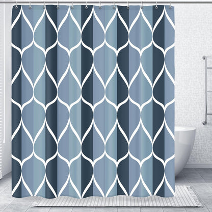 Aegean Blue Fabric Bath Shower Curtain W 54 X H 72,Waterproof Design and Polyester, Quick-Drying, Heavy Weight, Stall Size Shower Curtains Set for Bathroom,Machine Washable with 8 Hooks