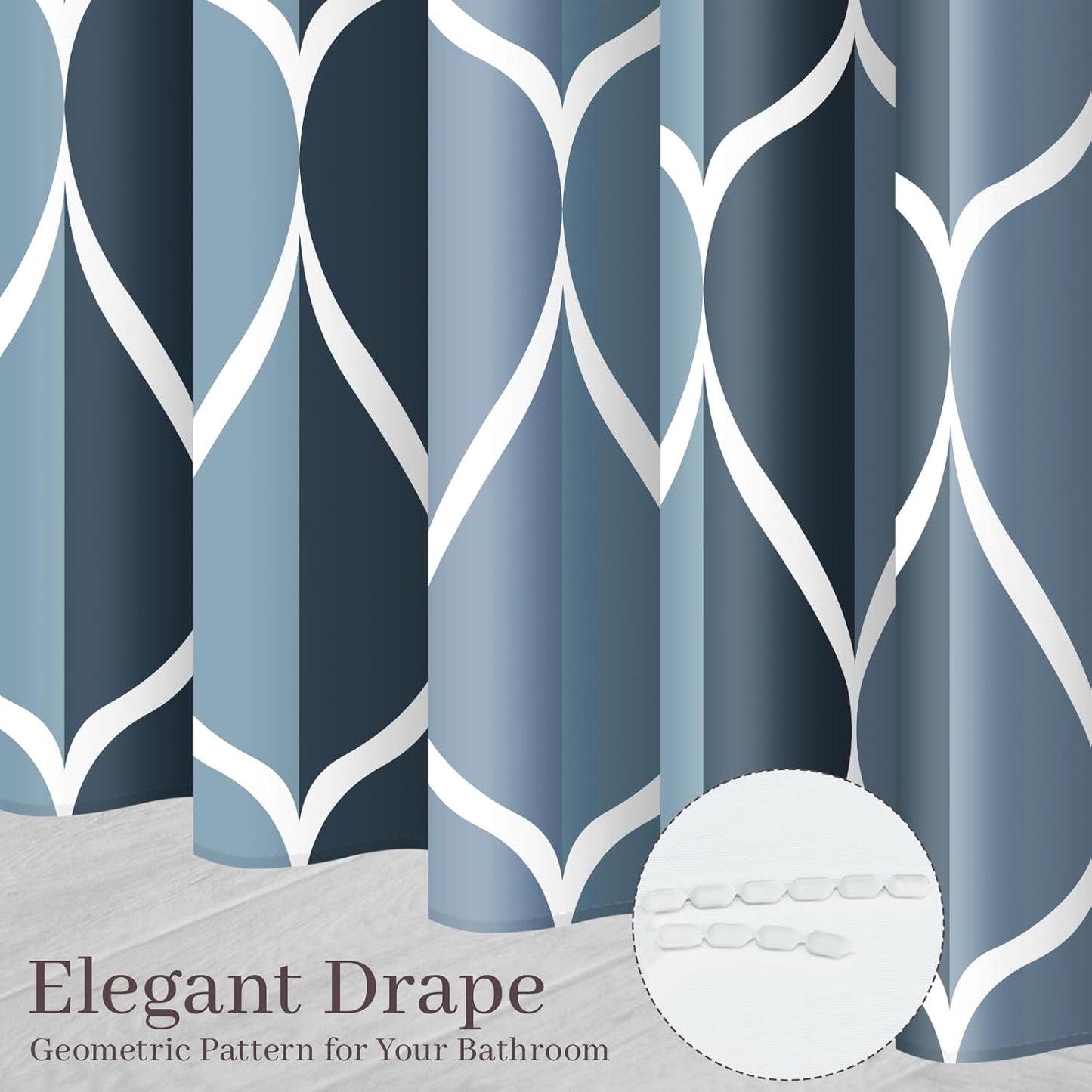 Aegean Blue Fabric Bath Shower Curtain W 54 X H 72,Waterproof Design and Polyester, Quick-Drying, Heavy Weight, Stall Size Shower Curtains Set for Bathroom,Machine Washable with 8 Hooks
